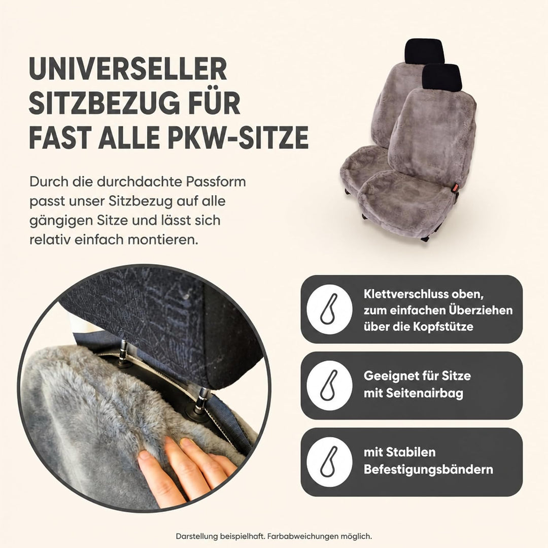 Leibersperger-Felle Autositzbezug/Autofell Premium aus hochwertigem Lammfell – 2 Stück – Universelle