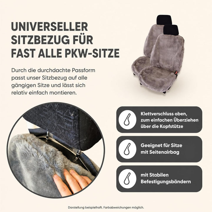 Leibersperger-Felle Autositzbezug/Autofell Premium aus hochwertigem Lammfell – 2 Stück – Universelle