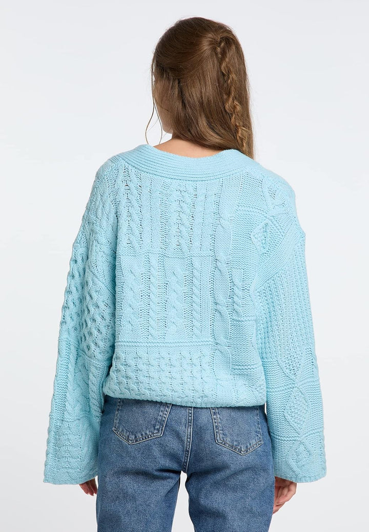 IZIA Cropped Strickjacke Damen 19025285 XS-S Hellblau, XS-S Hellblau