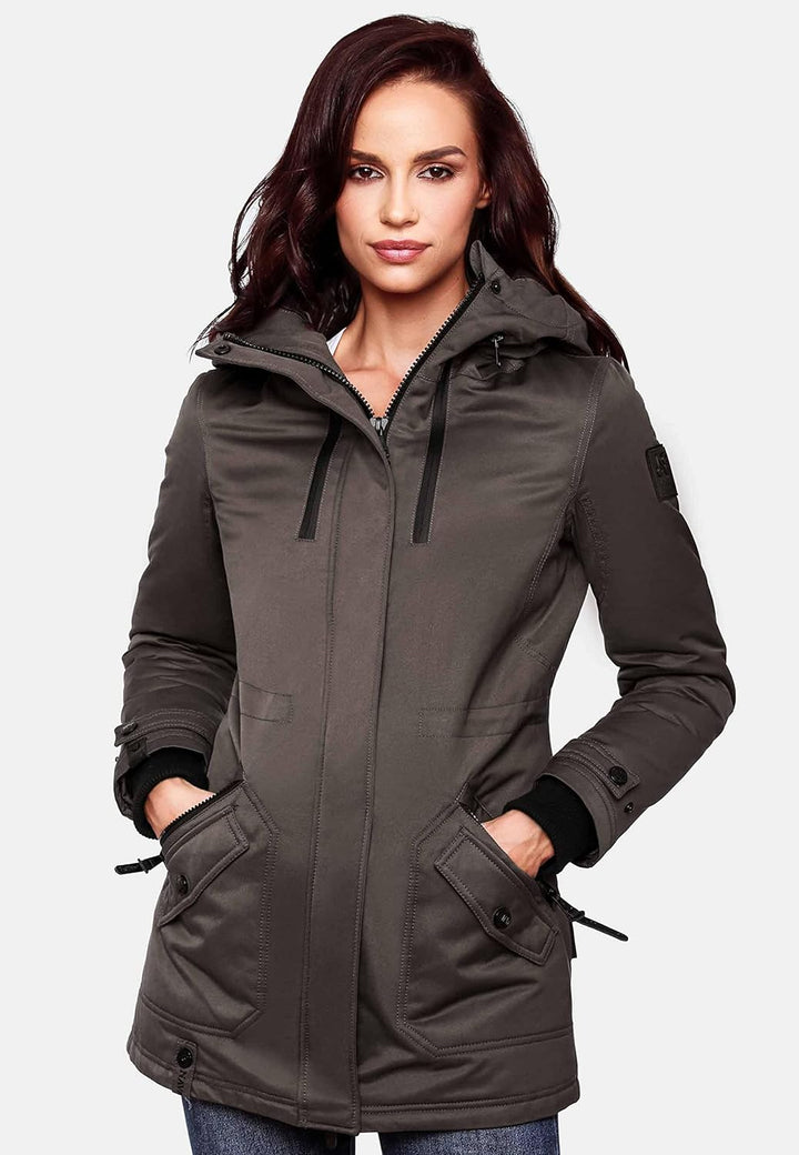 Navahoo Damen Warmer Winter Kurzmantel Avrille II XS-XXL XS Anthracite, XS Anthracite
