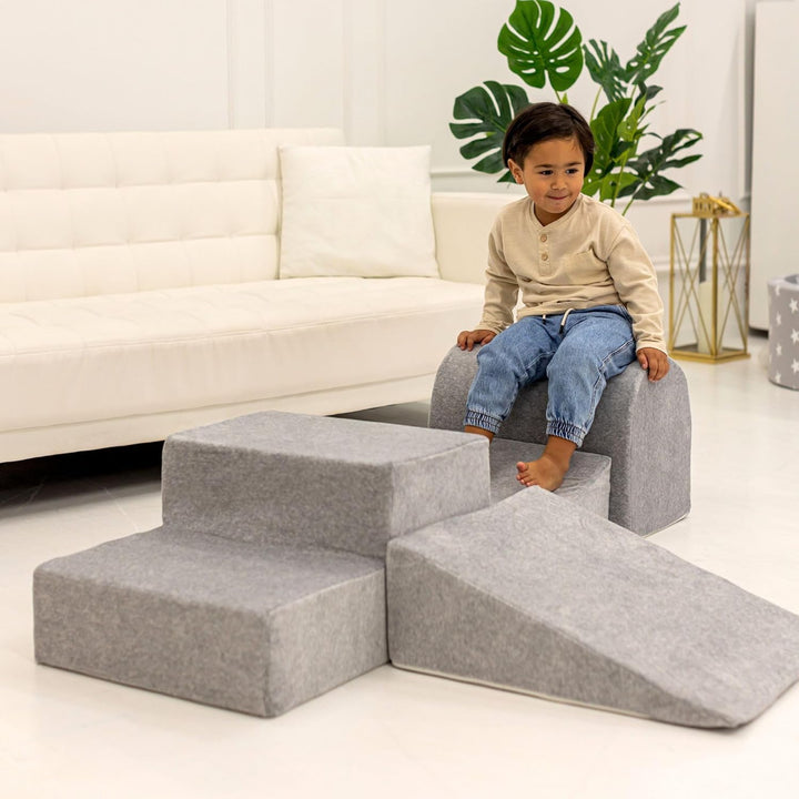 MEOWBABY 4-Elemente-Weichschaumstoff-Bausteine-Set - Spielplatz 195 x 45 cm für Babys & Kleinkinder,