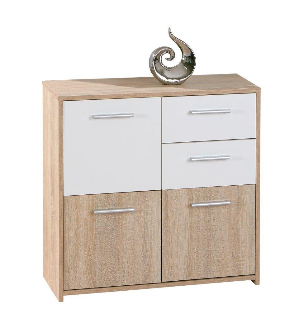 Inter Link – Kommode – Sideboard - Kommode mit 3 Türen und 2 Schubladen – 2 Farbig – Melaminbeschich