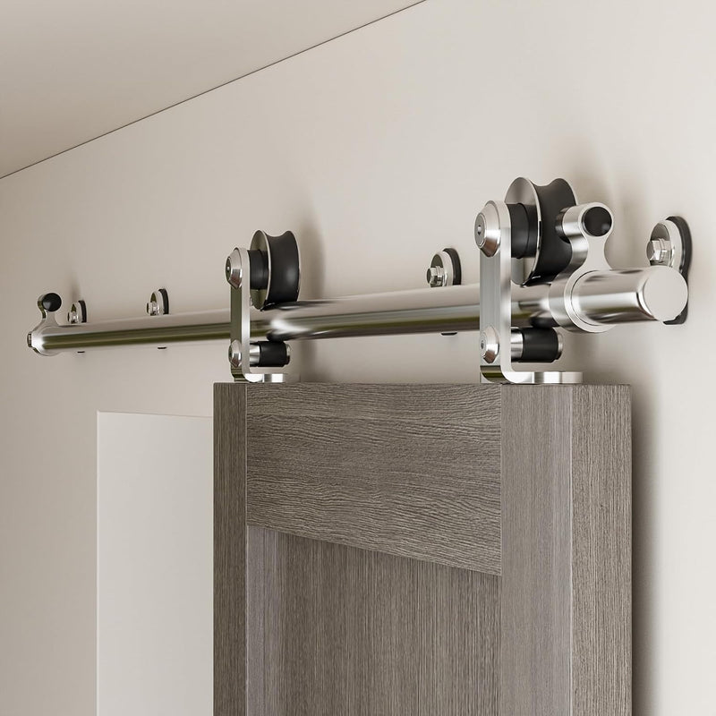 6.6FT/201cm Rostfreier Stahl Schiebetürsystem Laufschiene, Schiebetürbeschlag Set Schiebetür Laufsch
