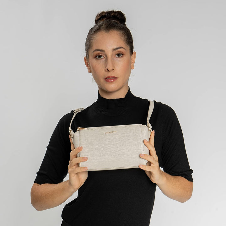 Lazarotti Bologna Leder Umhängetasche Damen | verstellbarer Schultergurt | mittelgrosse Crossbody Ba