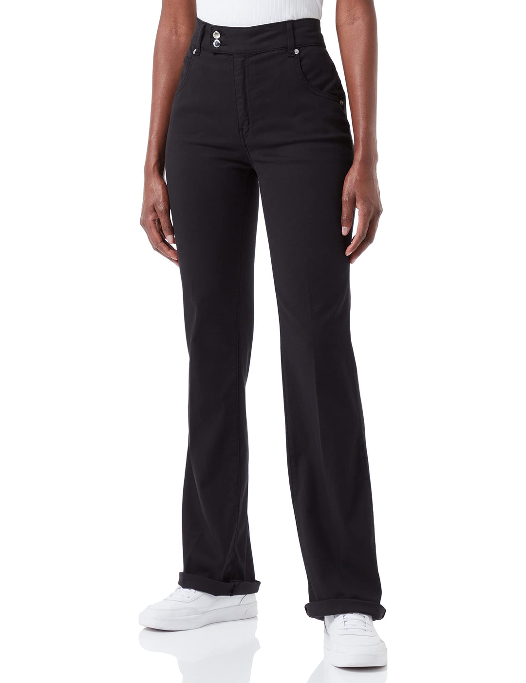Love Moschino Damen Stretch Lyocell Gabardine with Matchng Logo Back Tag Hose 27 Schwarz, 27 Schwarz