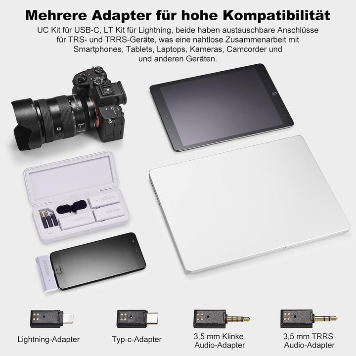 GODOX Movelink Mini UC Kit 2 Wireless Lavalier Mikrofon System, 2,4 GHz 100 m (328 ft.) Drahtloses M