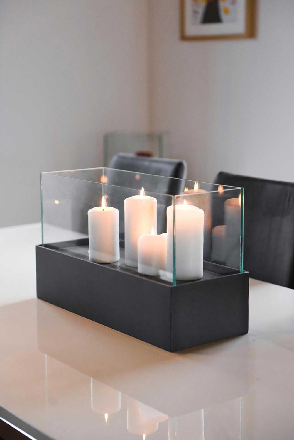 Deko-Windlicht Kerzenhalter rechteckig CANDELITO - Anthrazit 50x20x29 50x20x29 Anthrazit, 50x20x29 A