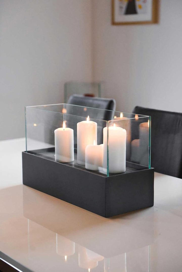 Deko-Windlicht Kerzenhalter rechteckig CANDELITO - Anthrazit 50x20x29 50x20x29 Anthrazit, 50x20x29 A
