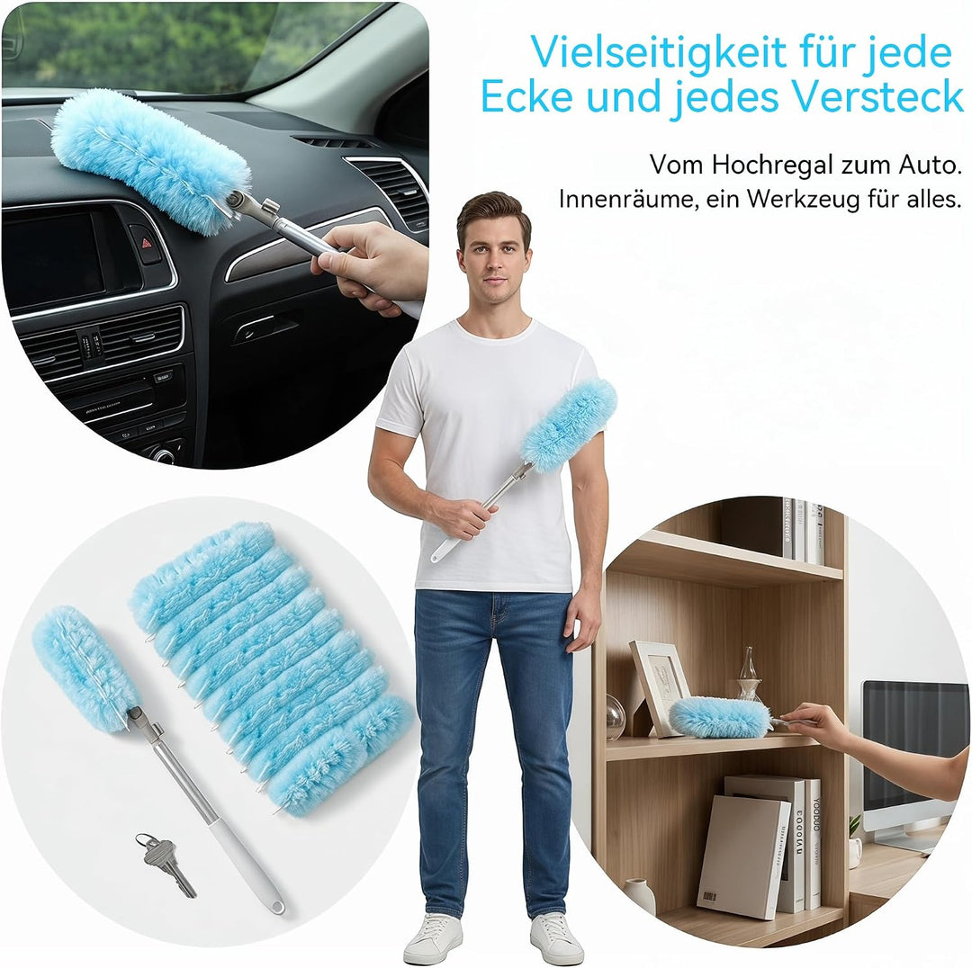 Staubwedel, 180cm Staubwedel Teleskop, Staubmagnet(Blau) | Kompatibel mit Swiffer Staubmagnet Grad 3