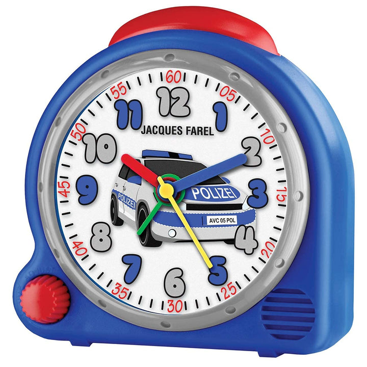 JACQUES FAREL HappySound Soundwecker Kinderwecker Blau mit Polizei Sound Sirene, Lautstärkeregelung
