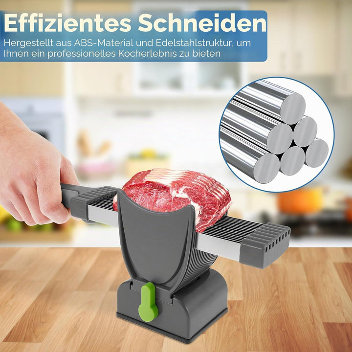 Fleischschneidemaschine,Verstellbarer Fleischschneider 2-4 mm Dick,Edelstahl Manueller Meat slicer,f