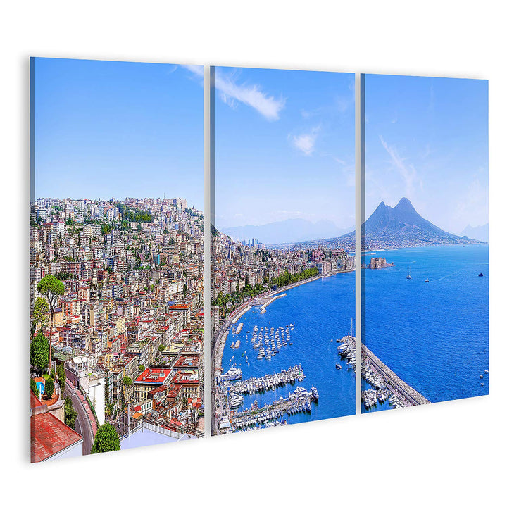 islandburner Bild auf Leinwand Napoli Schöne Küstenlinie Italien Bilder Wandbilder Poster Leinwand 1