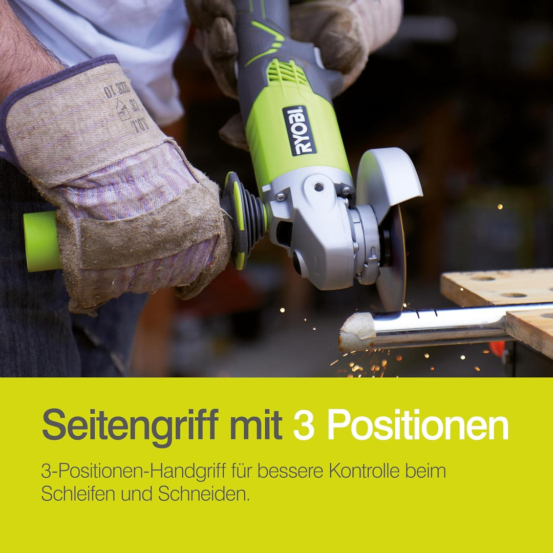 RYOBI 18 V ONE+ Akku-Winkelschleifer R18AG-0 (Bohrungsdurchmesser 22mm, Scheibendurchmesser 115 mm,