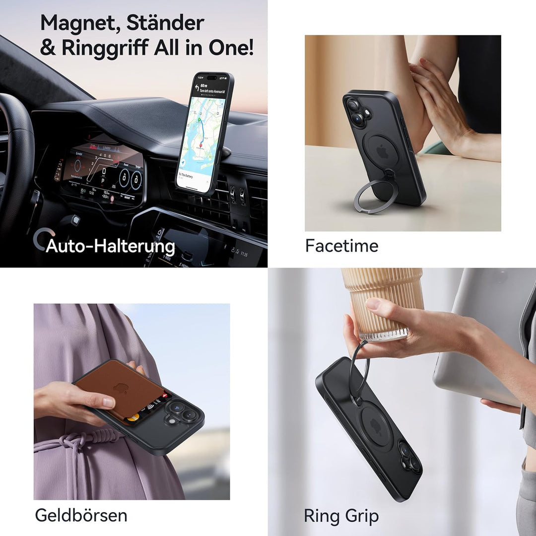 CASEKOO 360° MagicStand (Pro-Version) für iPhone 16 Hülle für MagSafe [Unsichtbarer Ständer] [Militä