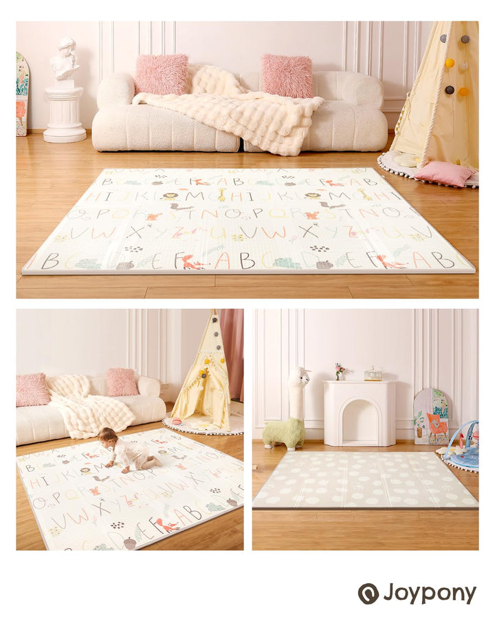 Joypony Krabbelmatte Baby, 150x180 CM Grosse Faltbare Spielmatte, Wasserdicht & Rutschfest, Baby Pla