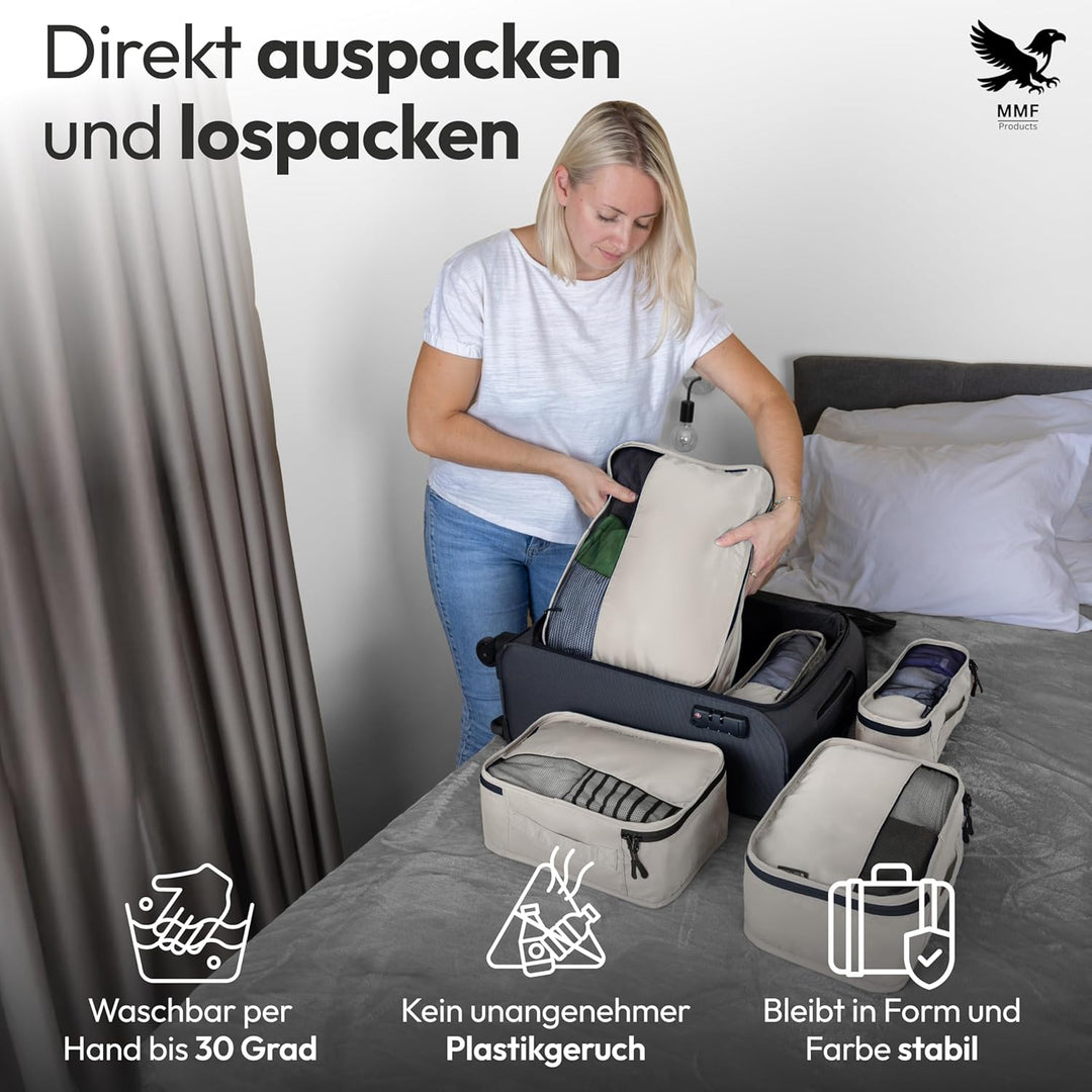 Koffer Organizer Set 5-teilig – Premium Packing Cubes aus robustem Twill mit YKK-Reissverschlüssen –