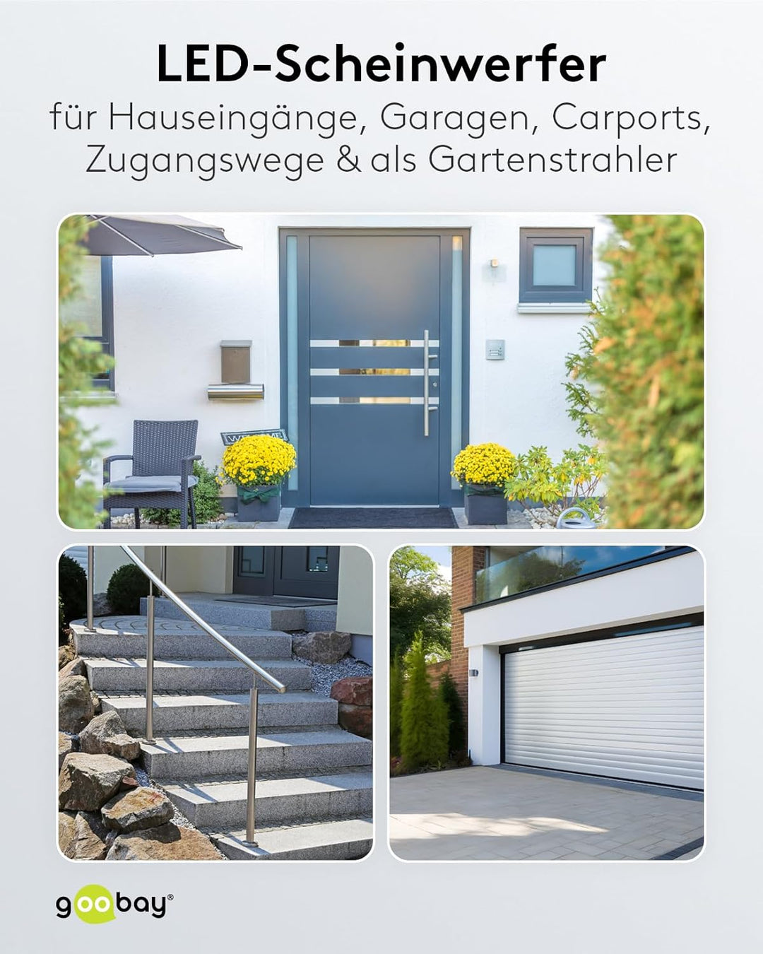 goobay 53876 LED Strahler Aussen 100W / Aussenstrahler IP65 / Neutralweisses Licht 8500 lm/LED Schei