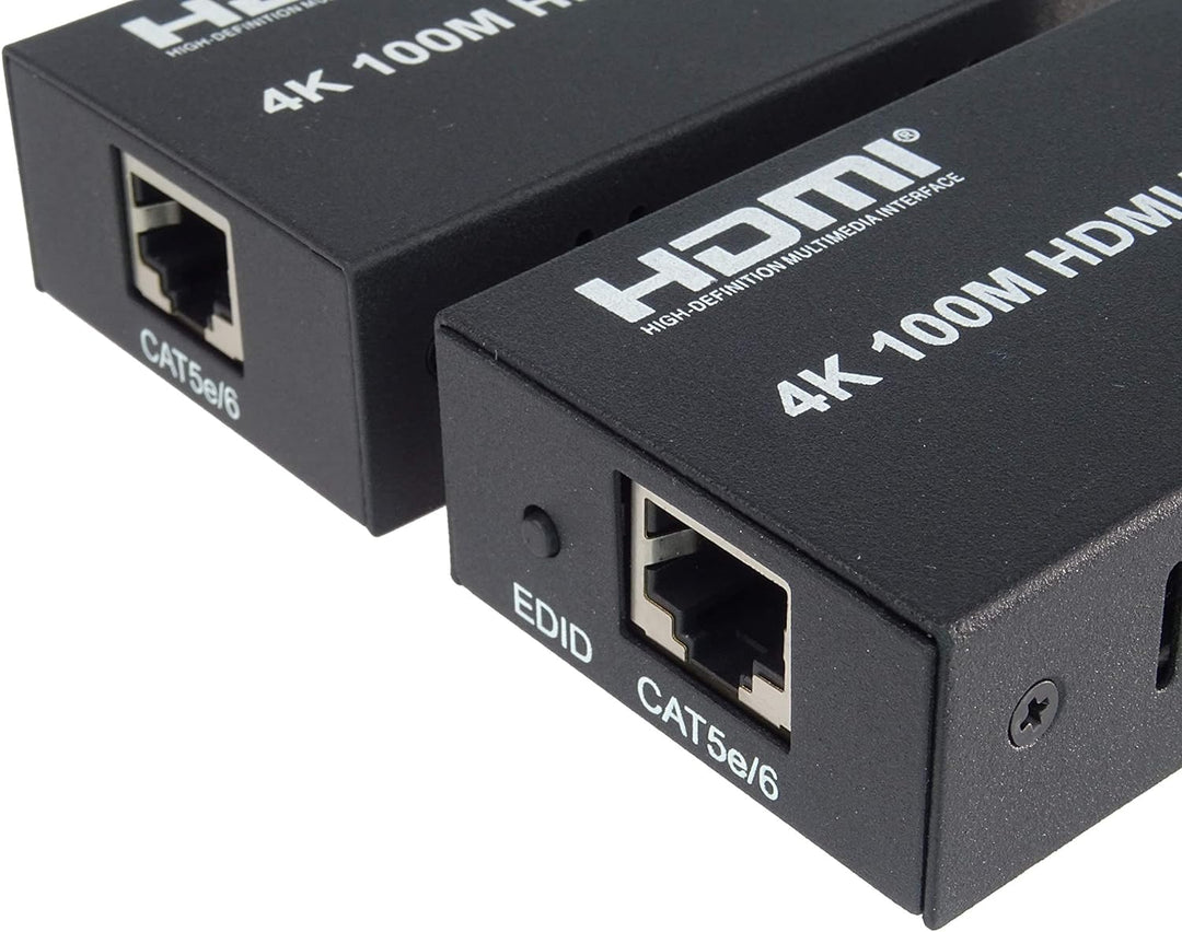 PremiumCord 4K HDMI Extender auf 100m über EIN Cat5e/Cat6 Kabel, Metallgehäuse, LED Status, Kompatib