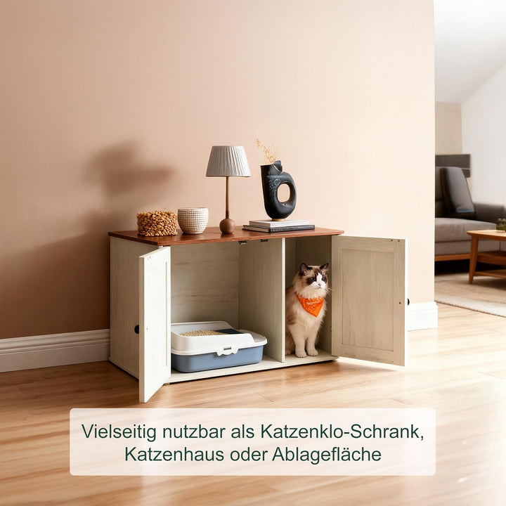 Relaxdays Katzenschrank f. Katzentoilette, Separate Trennwand, Eingang, Katzenklo verstecken, HBT 50