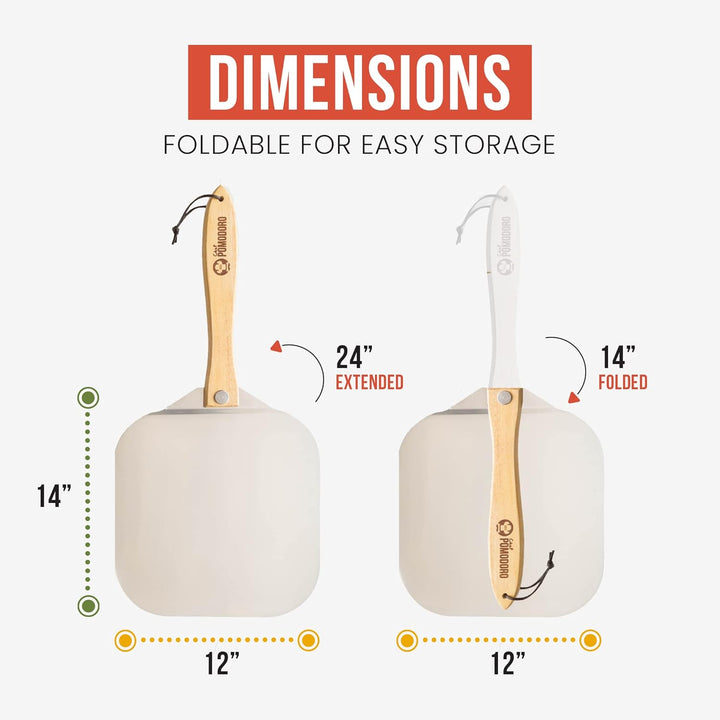 Chef Pomodoro - Pizzaschieber (30 x 36 cm) und Pizzaschneider (36 cm) - 2er Set - Premium Pizza Set