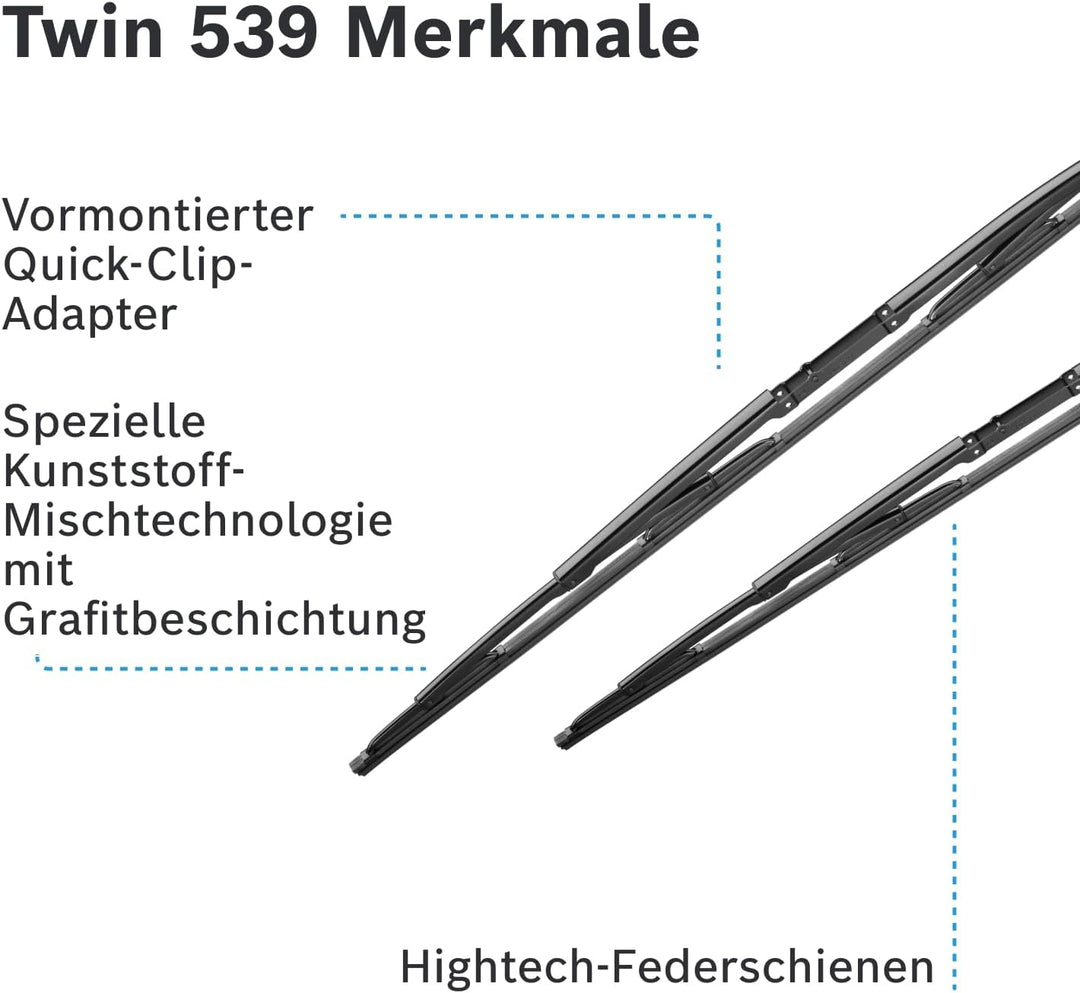 Bosch Scheibenwischer Twin 539, Länge: 650mm/550mm – Set für Frontscheibe