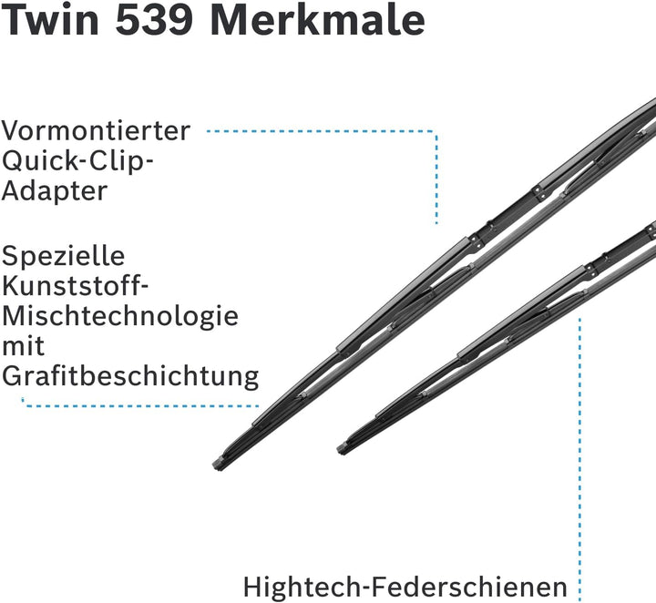 Bosch Scheibenwischer Twin 539, Länge: 650mm/550mm – Set für Frontscheibe