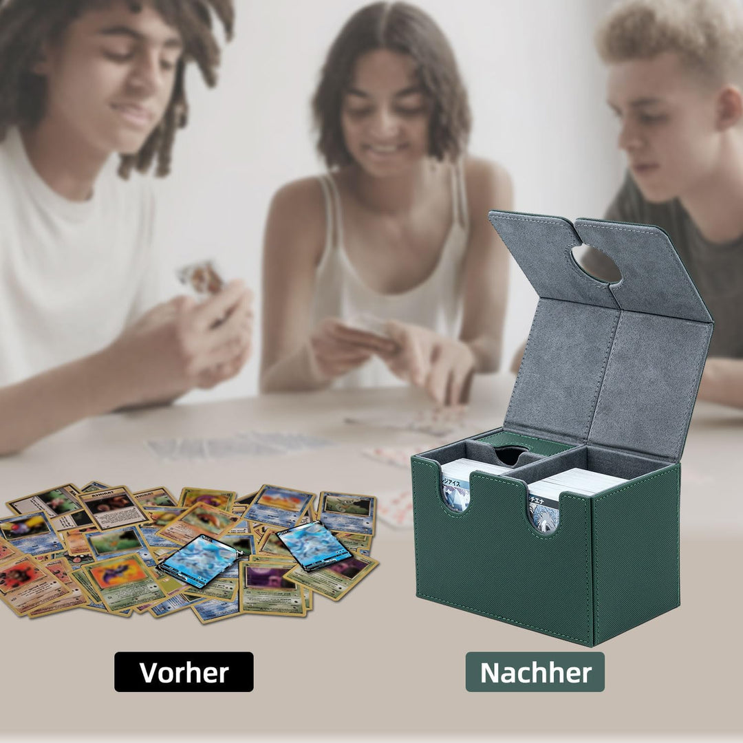 Card Deck Box for MTG, Kartenbox mit Würfel Tray, Gathering Aufbewahrungsbox für 200+Karten, PU Lede