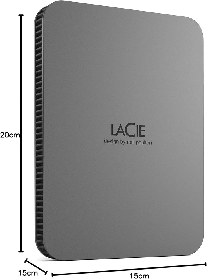 LaCie MOBILE DRIVE V2 Moon 4TB tragbare externe Festplatte, 2.5 Zoll, Mac & PC, silber, inkl. 2 Jahr