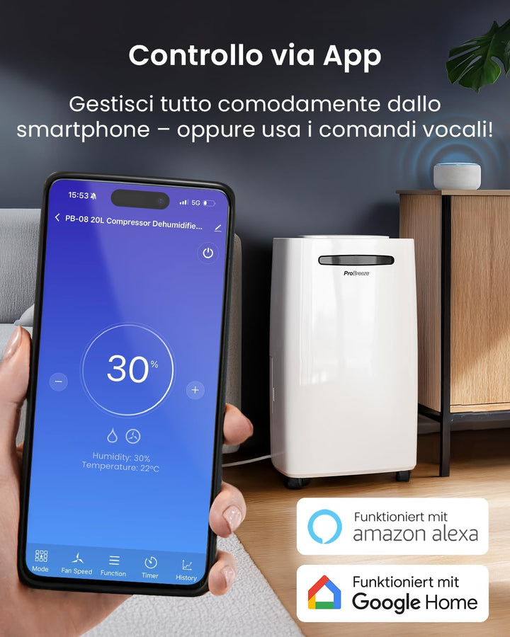 Pro Breeze® 20L/Tag smarter luftentfeuchter elektrisch mit digitalem Feuchtigkeitsanzeiger Schlafmod