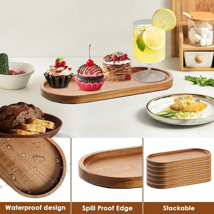Serviertabletts aus Holz, ovale Holzteller, Servierplatte, Käse, Speiseteller, Grosspackung für Dess
