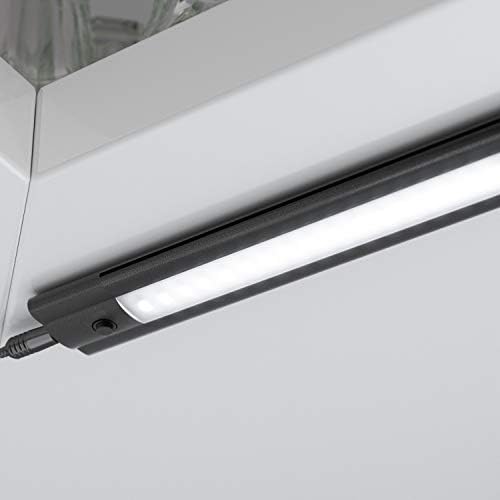 ledscom.de LED Unterbau-Leuchte SIRIS schwarz matt mit Netzteil und Bewegungsmelder, flach, 90cm, 10