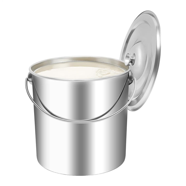 Stahleimer | Edelstahl mit Deckel | Robuster Metalleimer | Wassereimer | für Reis, Mehl, Müsli, Katz