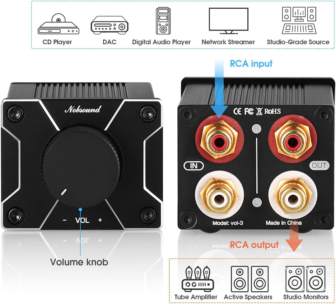 Nobsound High Precision Passive Preamp Volume Controller VOL Control HiFi Preamplifier ALPS (RCA&HiF