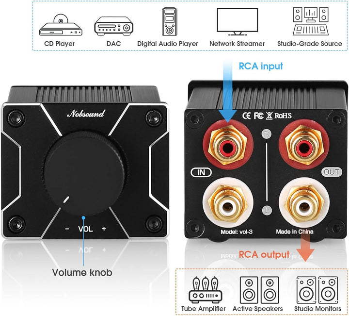 Nobsound High Precision Passive Preamp Volume Controller VOL Control HiFi Preamplifier ALPS (RCA&HiF