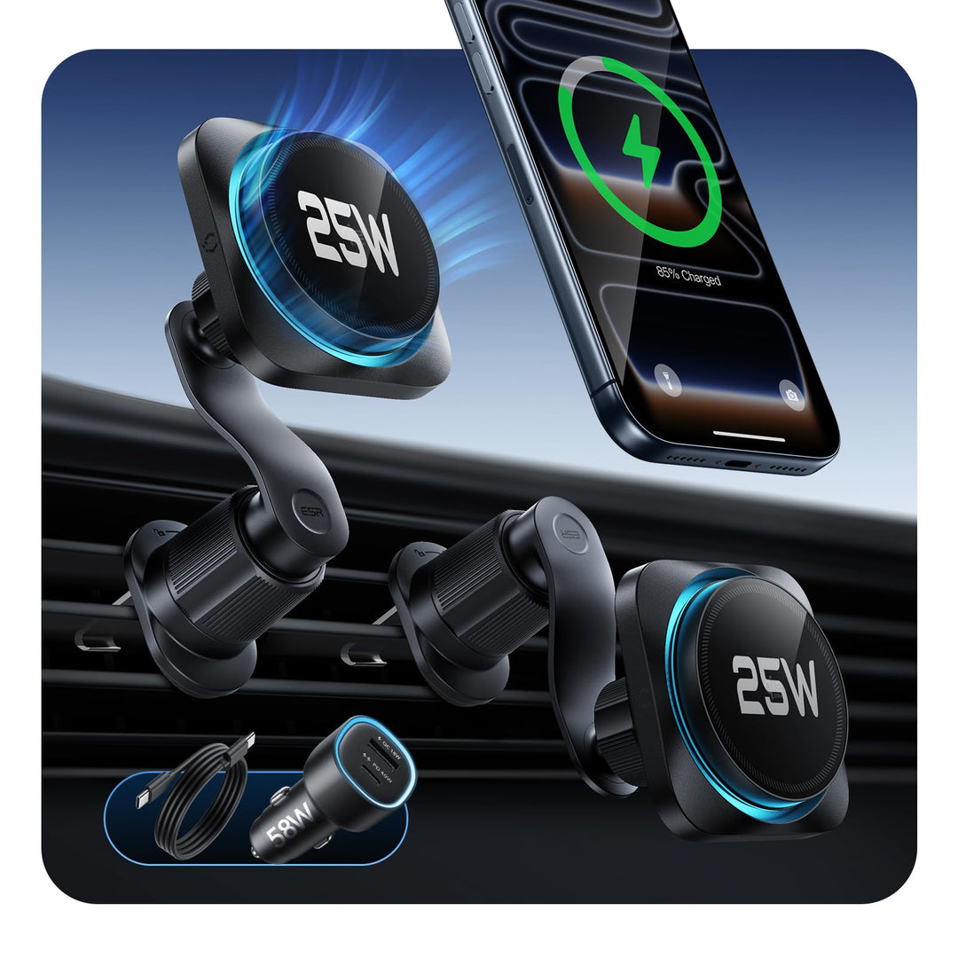 ESR OmniLock Qi2.2 Zertifiziert 25W MagSafe Autohalterung Ladegerät mit CryoBoost, Handykühlung, Han