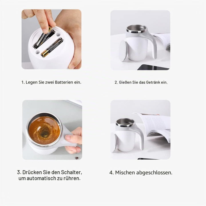 KKPLZZ Automatische magnetische Rührkaffeetasse, 380 ml elektrische Rührtasse Home Office Travel Aut