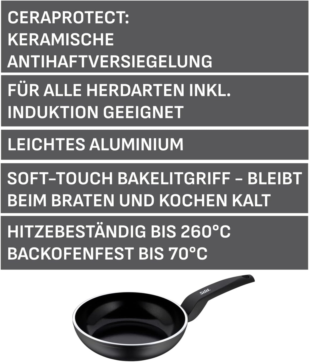 Silit Messino Bratpfanne 20 cm Induktion, Aluminium beschichtet, Keramikbeschichtung, Kunststoffgrif