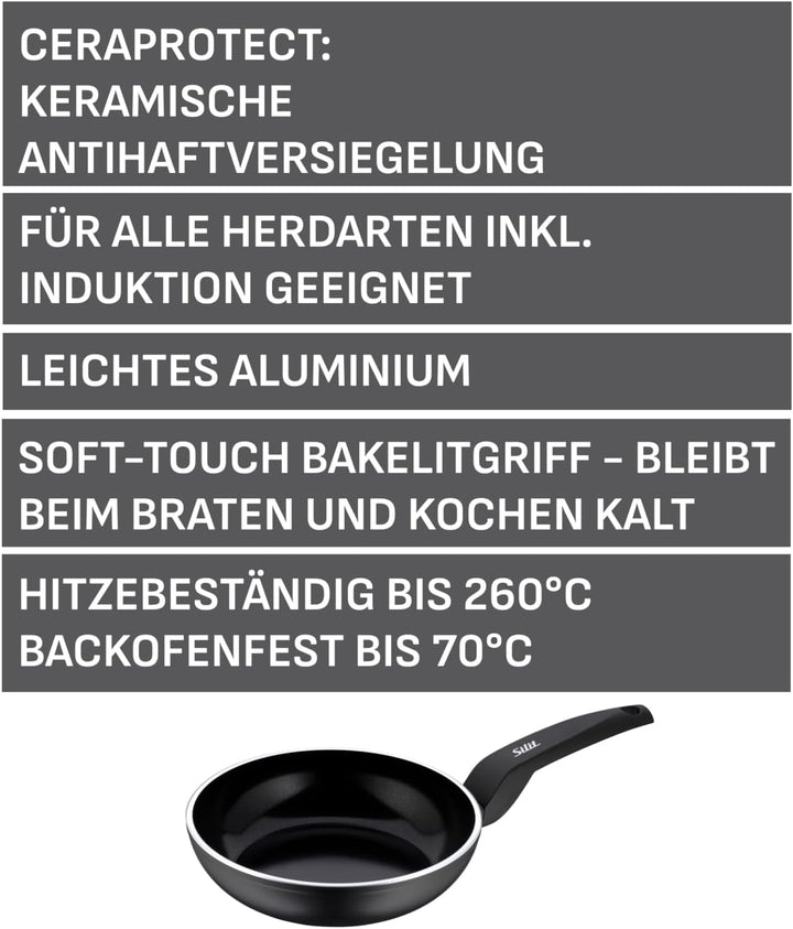 Silit Messino Bratpfanne 20 cm Induktion, Aluminium beschichtet, Keramikbeschichtung, Kunststoffgrif