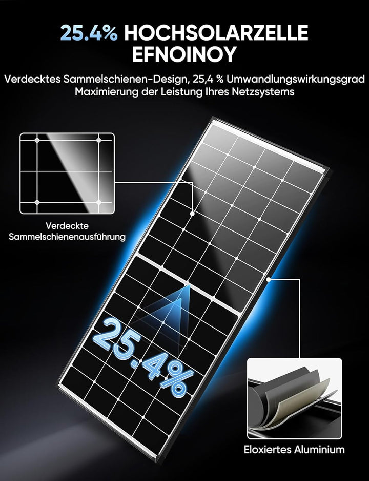 300W Solarpanel 12V Monokristallines Solarmodul, PV-Modul 25.4% Hoch-Effizienz solar panel für Wohnw