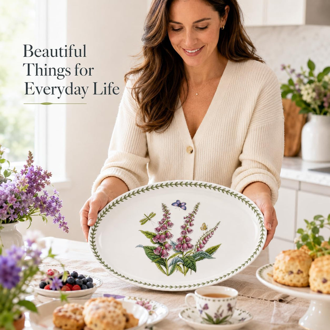 Portmeirion Home &amp; Gifts - Botanic Garden Collection - Ovale Platte - 13 Zoll - Fingerhut (Mehrfarbi