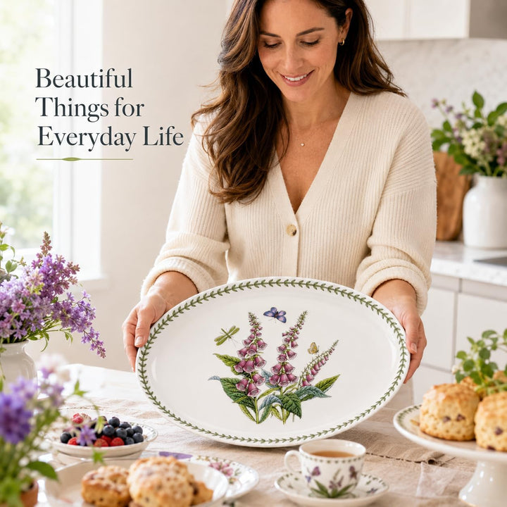 Portmeirion Home &amp; Gifts - Botanic Garden Collection - Ovale Platte - 13 Zoll - Fingerhut (Mehrfarbi