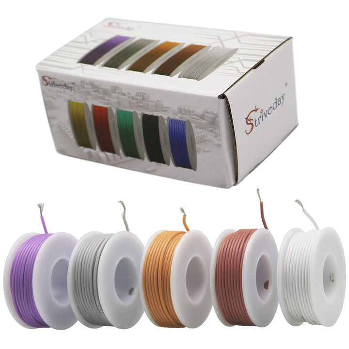Striveday Flexibler Silikondraht, 26 AWG, elektrischer Draht, 26 Gauge, verzinntes Kupfer, 300 V Kab