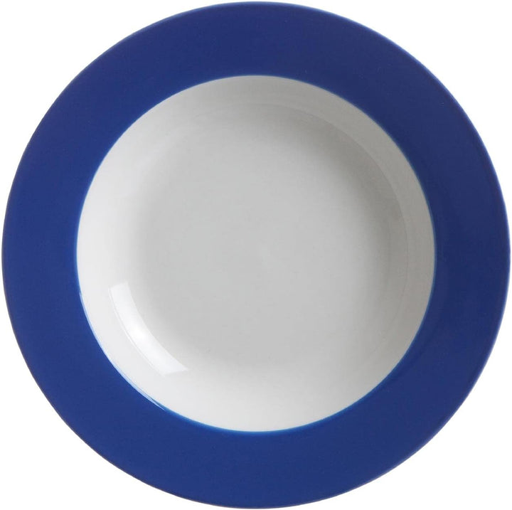 Ritzenhoff & Breker Doppio Suppenteller, 6er Set, Teller tief mit farbigem Rand, Essteller, Porzella