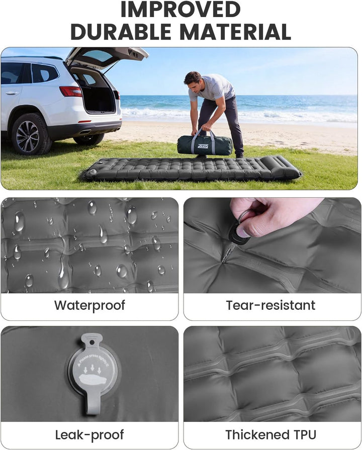 WARMTUYO Isomatte, Luftmatratze Camping mit Elektrisch Pumpe, 12CM Dicke Matratze Outdoor Aufblasbar