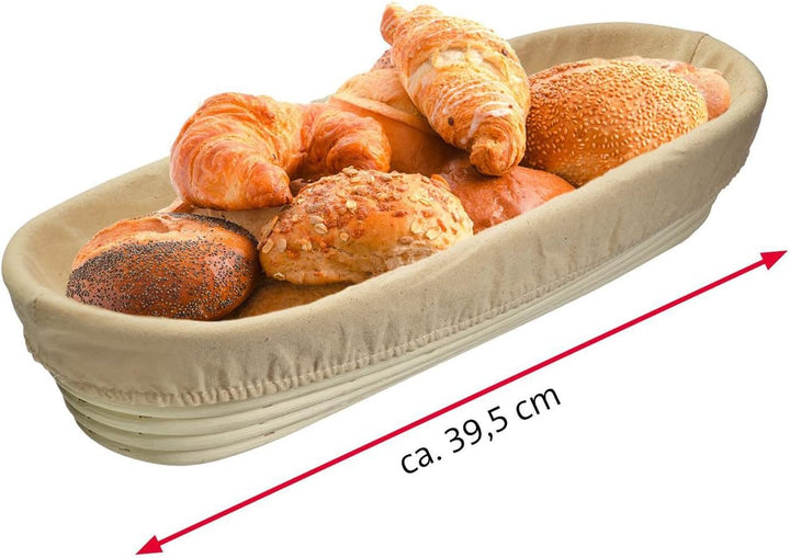 Westmark Gärköbchen-Set, 2tlg., Gärkörbchen oval + Bezug, Peddigrohr/Baumwolle, Hellbeige/Beige, 320