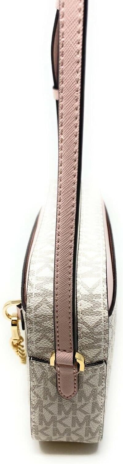 Michael Kors Jet Set East West Chain Crossbody Vanilla MK Powder Blush Pink Bundled with Michael Kor