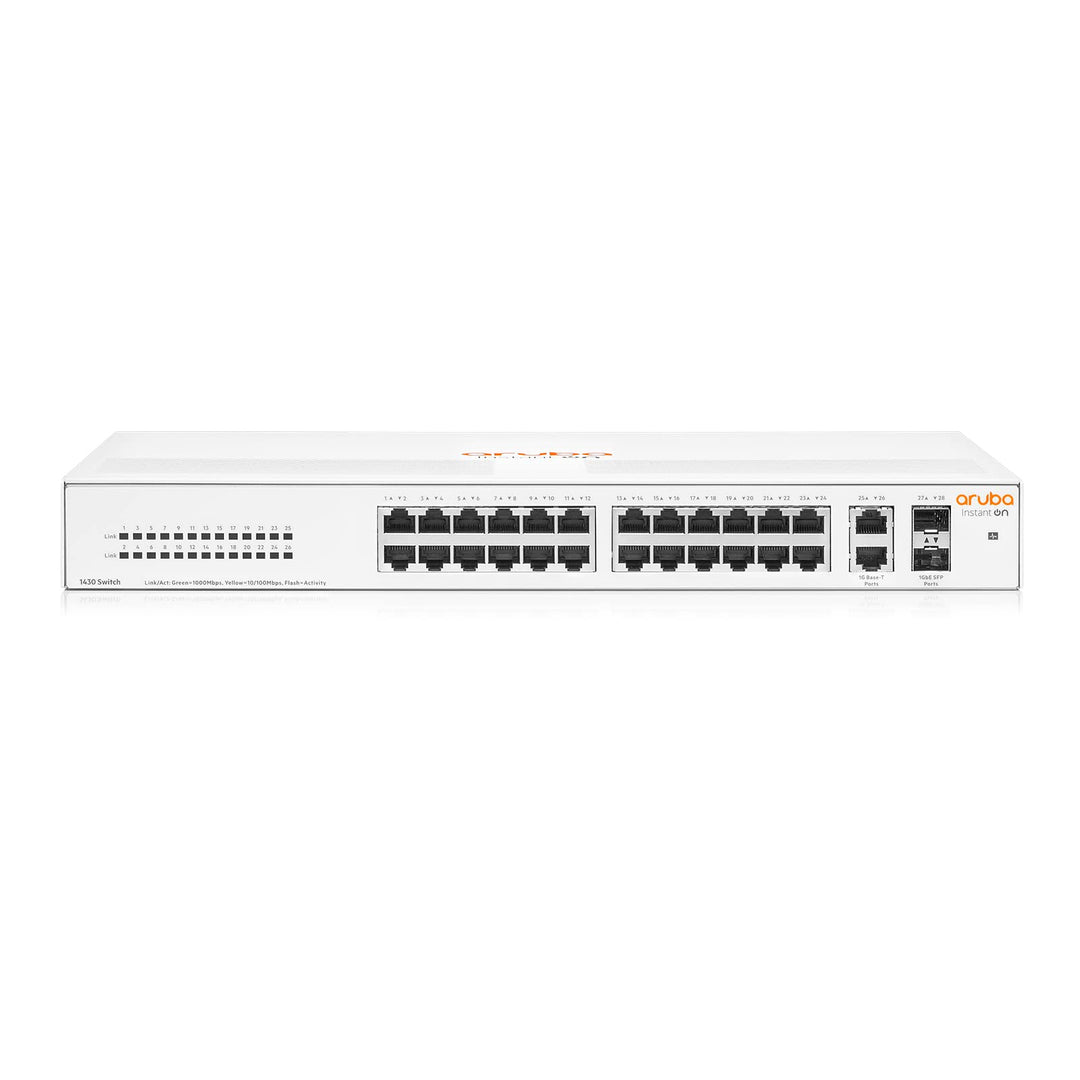 Aruba Instant On 1430 26-Port Gb Unmanaged Layer-2-Ethernet-Switch | 26x 1G | 2X SFP Uplink-Anschlüs
