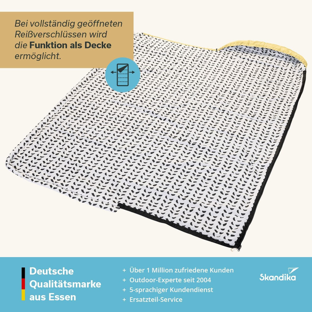 Skandika Deckenschlafsack Iceland Single | Schlafsack Outdoor für Erwachsene, 3 Jahreszeiten mit Bau