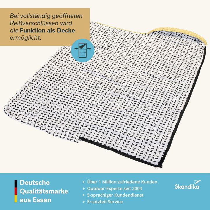 Skandika Deckenschlafsack Iceland Single | Schlafsack Outdoor für Erwachsene, 3 Jahreszeiten mit Bau