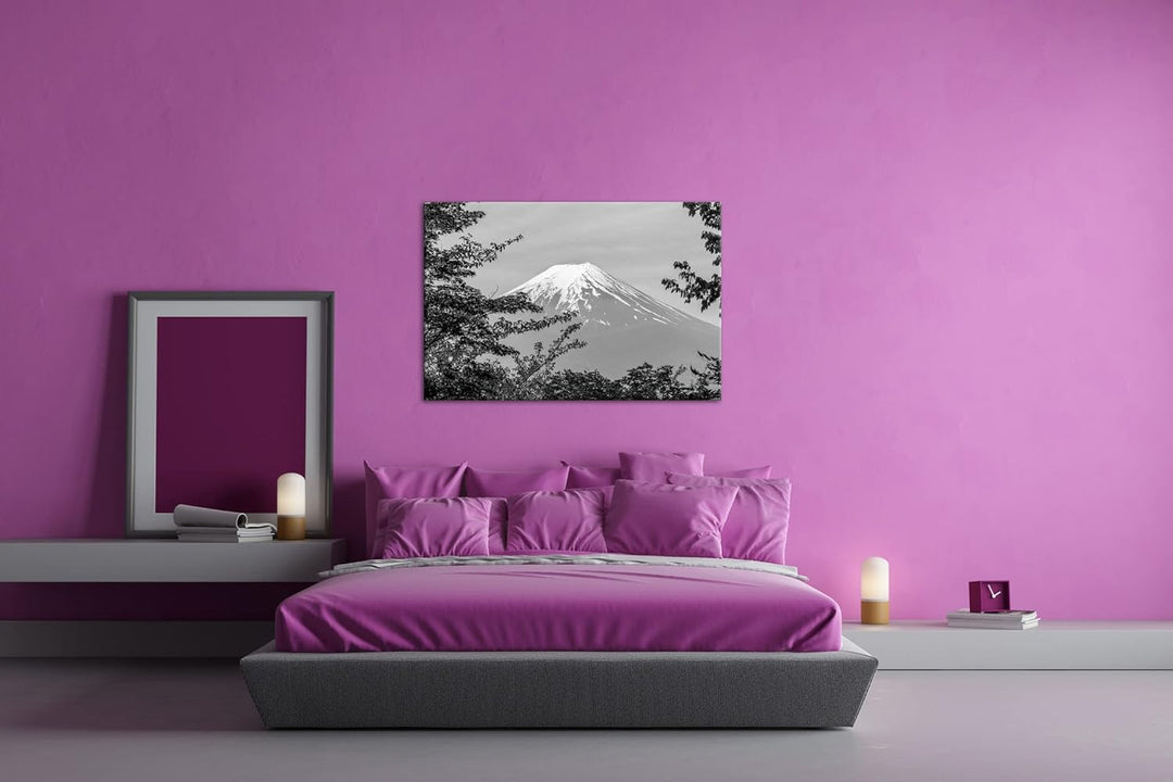 Fuji - der grösste Berg Japans Effekt: Schwarz&Weiss,Format: 80x60 als Leinwandbild, Motiv fertig ge